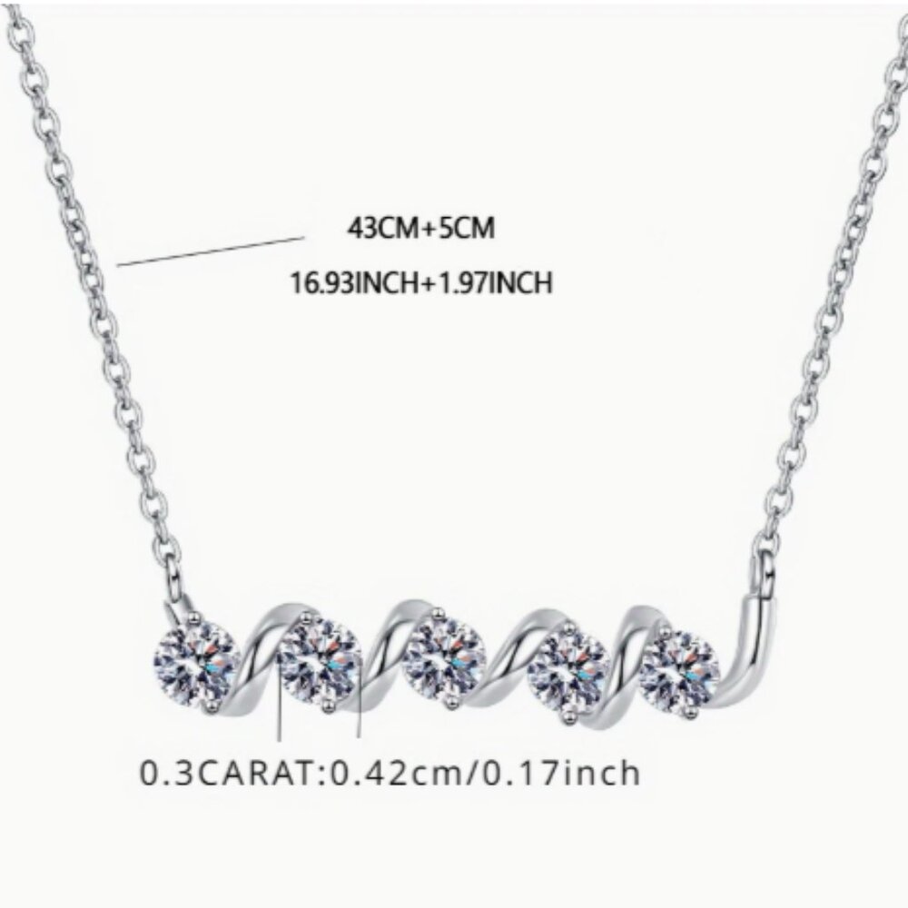 S925 Silver 1.5 Carat CZ Necklace 20" Long - Picture 2 of 4